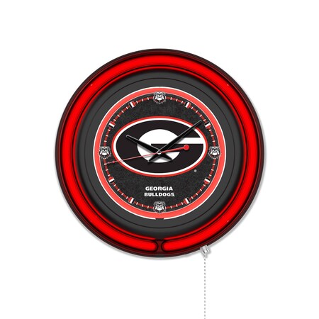 Holland Bar Stool University of Georgia G  15 Double Neon Wall Clock Clk15BK