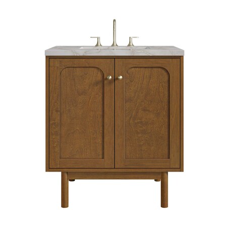 James Martin Vanities Laurent 30" Single Vanity, Honey Oak w/ 3 CM Victorian Silver Silestone Top 545-V30-HNO-3VSL