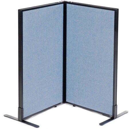 Global Industrial Interion Freestanding 2-Panel Corner Room Divider, 24-1/4"W x 42"H Panels, Blue 695061BL