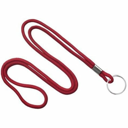 Brady LANYARD STANDARD, RED ROUND WOVEN LANYARD W/NICKEL PLATED STEEL, SPLIT RING 2135-3106