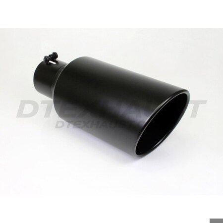 Different Trends BLACK POWDER COATED 8IN ROLLED SLANT 18IN BOLT ON BLK EXHAUST TIP 4.00 BQ9-408018RBK