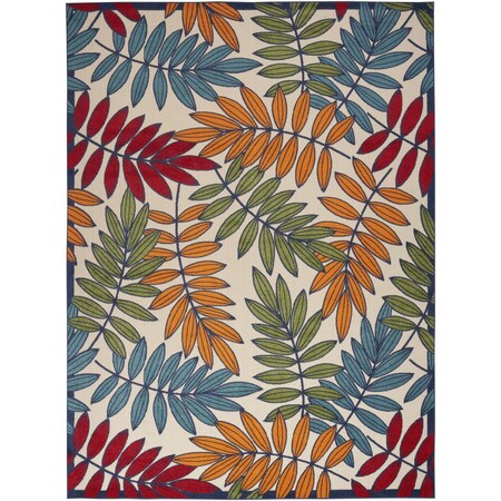 Homeroots 12' X 15' Ivory Blue And Orange Indoor Outdoor Area Rug 521657