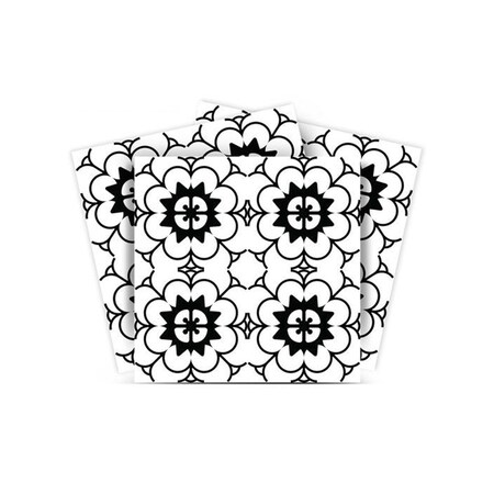 Homeroots 8" X 8" Black and White Gerber Peel and Stick Removable Tiles 399969