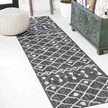Jonathan Y Nokat Tribal Bohemian Black/Ivory 2 ft. x 8 ft. Indoor/Outdoor Runner Rug SMB131E-28