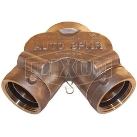 Dixon Siamese Connection Back Outlet Double Clapper, 2-1/2 x 6 in, Female NST NH x FNPT, Brass, Domestic DCS6025F