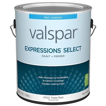 Valspar Expressions Select 4100 Latex Paint, Acrylic Base, Flat Sheen, Pastel Base, 1 gal 028.0041002.007