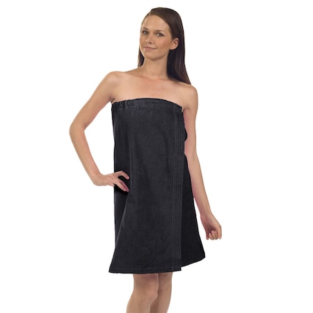 Towelsoft Women's Premium Terry Velour Spa Wrap -Black, One Size Body Wrap-Terry-WV5001