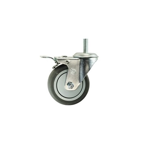 Service Caster 4 Inch SS Thermoplastic Rubber 1/2 Inch Threaded Stem Caster with Total Lock Brake SCC-SSTSTTL20S414-TPRB-121315