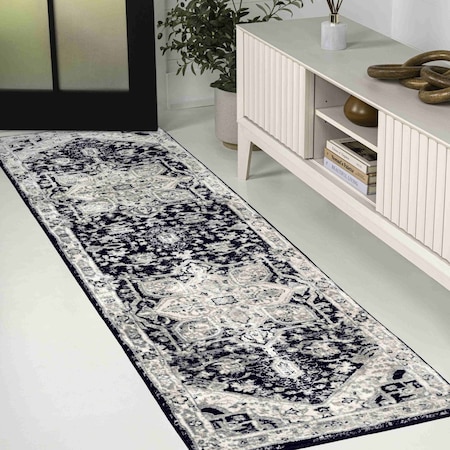 Jonathan Y Modern Persian Vintage Medallion Black/Ivory 2 ft. x 8 ft. Runner Rug MDP106F-28