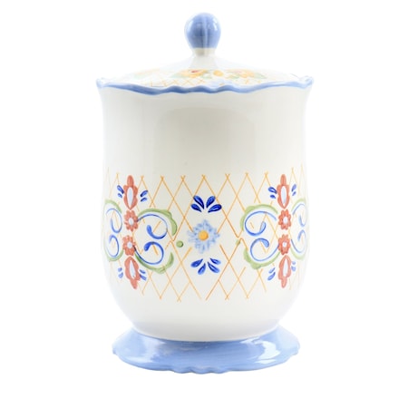 Laurie Gates California Designs Tierra 2.7 Quarts Hand Painted Stoneware Canister with Lid 130964.01RR