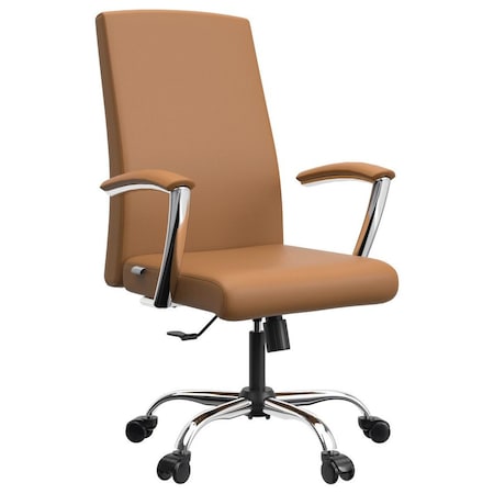 Leisuremod Evander Office Chair in Upholstered Leather and Iron Frame with Swivel and Tilt, Acorn Brown EO20LBRL