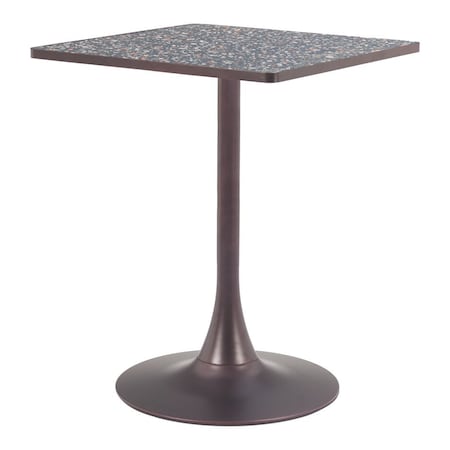 Homeroots 24" Black Wood and Steel Faux Terrazzo Pedestal Base Square Dining Table 572242
