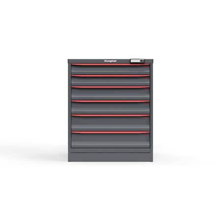 Strong Hold 6 drawer cabinet - (3x 3ft, 3x 5ft) - Red accents - Electronic Lock S3036-PPRAS-0603DS