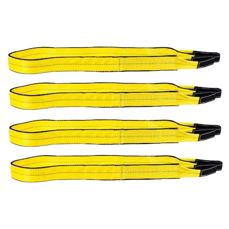 Mytee Products 2in x 20ft Web Sling Twisted Eye & Eye 2-Ply Tow Strap Lifting 6400# WLL Vertical, 4PK EERSL-220x4