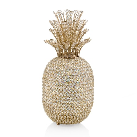 Homeroots 23" Glam Bling Faux Crystal and Gold Pineapple 480042