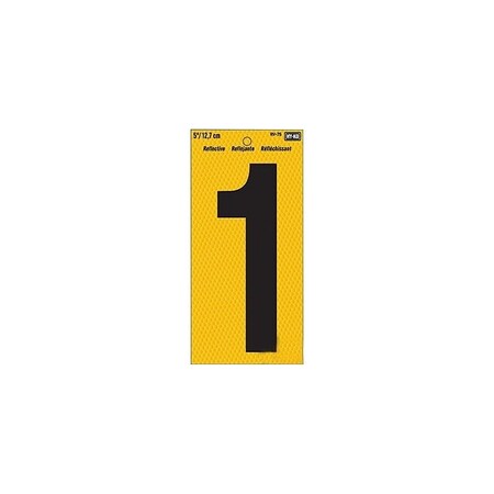 Hy-Ko RV-75 Series Self-Adhesive Reflective Number, Character: 1, 5 in H Character RV-75/1