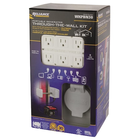 Reliance Controls Reliance Controls 30 amps 125 V 6 space 6 circuits Surface Mount Generator Power Transfer Kit WKPBN30