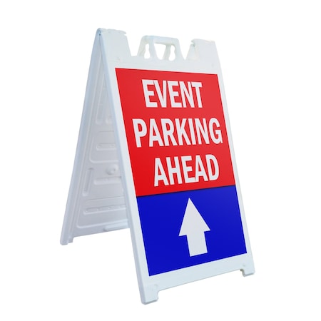 Signmission Event Parking Ahead With Up Arrow, A-Frame & 2 Decals Installed, Heavy-Duty Plastic Frame SBHD-D-2436-EventParkingAheadWithUpArrow