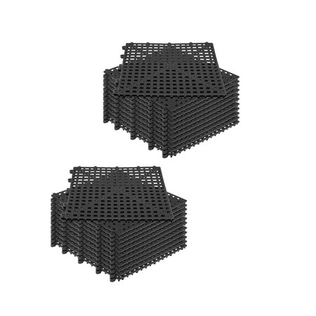 Mytee Products 12inx12in Non Slip Interlocking Self Drainage Tiles - 1/2in Thick, Black, 24PK NSM1212-BLKx24