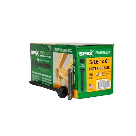 Spax 5/16 in x 6 in Exterior Structural Wood Lag Screws Powerlags Washer Head T-Star, 50PK 4581820801525