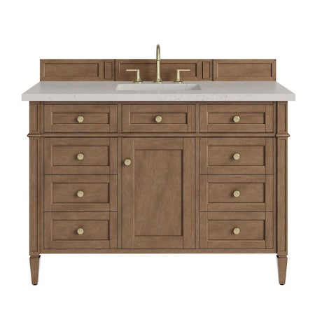 James Martin Vanities Brittany 48" Single Vanity, Pecan w/ 3 CM Siberian Silestone Top 655-V48-PCN-3SFR