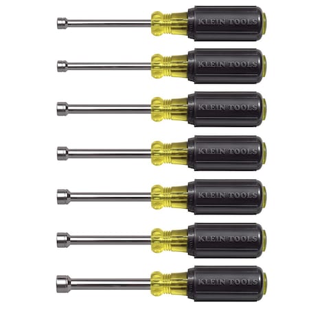 Klein Tools Hollow Shank Nut Driver Set, 3 in Shafts, Ergonomic Cushion Grip, Metric, 7-Piece 65160