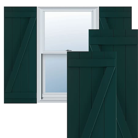 Ekena Millwork True Fit PVC Four Board Joined Board-n-Batten Shutters w/Z-Bar, Thermal Green , 21 1/2W x 32H, PR TFP102BBF21X032FG