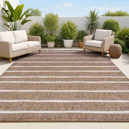 Jonathan Y Colonia Berber Stripe Brown/Beige 4 ft. x 6 ft. Indoor/Outdoor Area Rug SMB125B-4