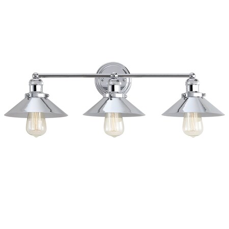 Jonathan Y July 26.5" 3-light Industrial Farmhouse Metal Vanity Light, Chrome JYL7425A