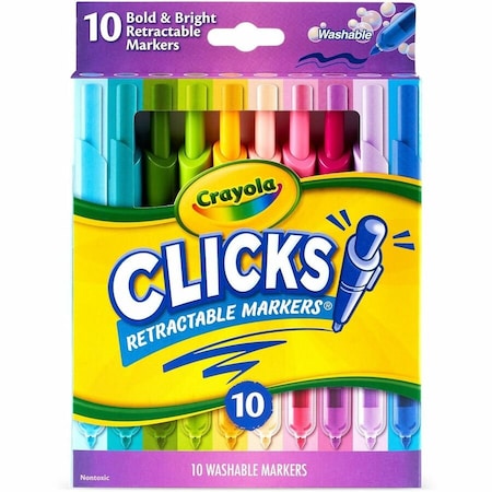 Crayola Clicks Retractable Markers, Bold & Bright, 10PK 588373