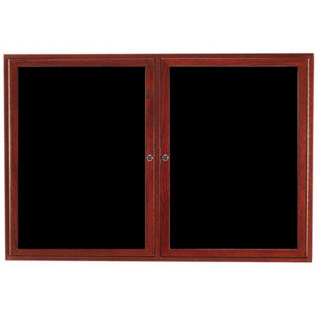 Aarco Enclosed Changeable Letter Board w/ Cherry Stained Red Oak Frame, 36''Hx60''W Two Door Unit CDC3660