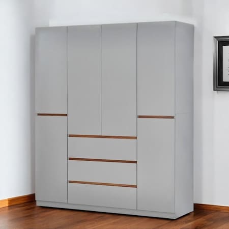 Homeroots 75" Gray Six Door Three Drawer Combo Dresser 569283