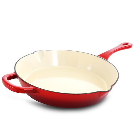 Crock-Pot Artisan 12 Inch Enameled Cast Iron Skillet in Scarlet Red 126355.01