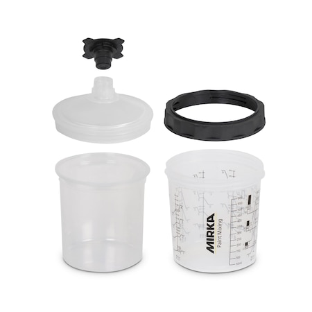 Mirka Abrasives Paint Cup System 400ml, Filter Lid 125um, 50PK 9190170400