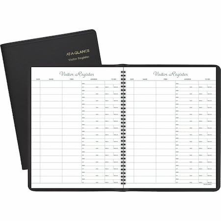 At-A-Glance Visitor Registration Book, 8-7/8" x 11-7/16", Black Cover, 60 Sheets/Pad 8058005