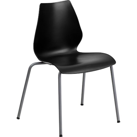 Flash Furniture Stack Chair, Plastic, Black, 17.25" H RUT-288-BK-GG