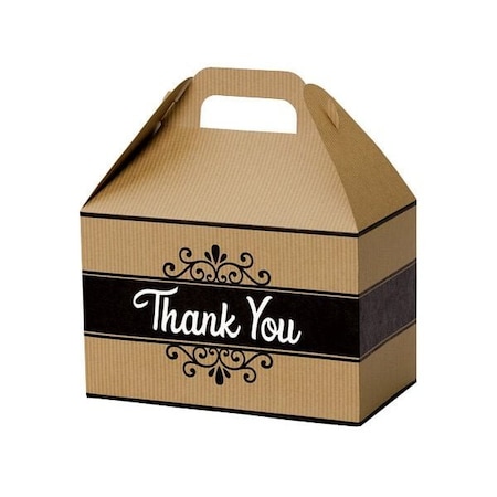 Nashville Wraps Thank You Kraft Stripes Gable Box, 8.5x4.75x5.5, 6PK TYKGB