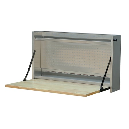 Viper Tool Storage 32-Inch Folding Worktable with Butcher Block Top, Stainless Steel V32FWTBBSS