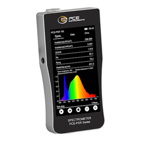 Pce Instruments Handheld light spectrometer, 380-780 nm with 5-200000 lx range and 5 in touchscreen PCE-PSR 100
