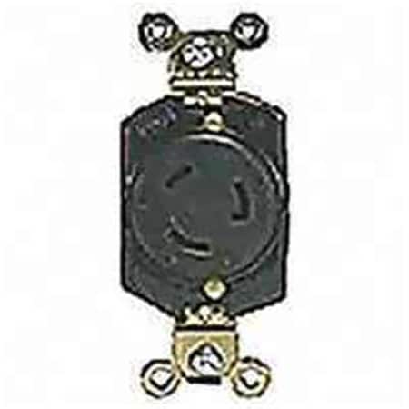 Eaton Wiring Devices Locking Receptacle, L6-20R, 20 A, 250V AC, 2 Pole, Black 6730287