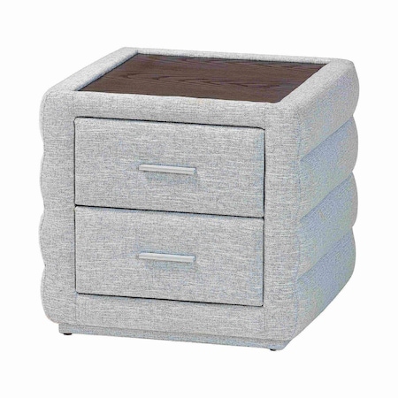 Baxton Studio Cadmus Modern Light Grey Channel-Tufted Fabric 2-Drawer Nightstand 254-13994-ZORO