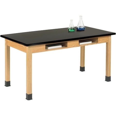 Diversified Spaces Compartment Table, Oak, Wood Frame, 60 in W, Black C714LBBK30N