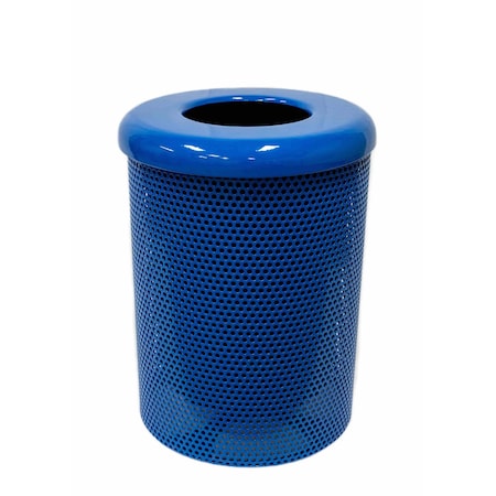 Mytcoat Trash Receptacle, Flat Lid, Liner, 32 Gal, Light Blue, Punched Steel, Industry Standard Coating 804380