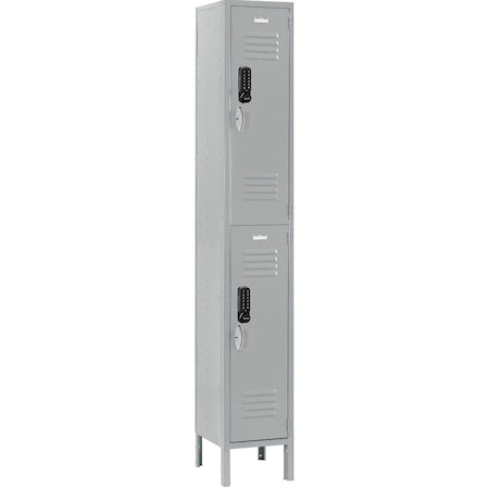 Global Industrial 2-Tier 2 Door Digital Locker, 12"W x 18"D x 78"H, Gray, Assembled 290801
