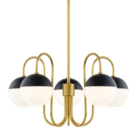 Mitzi Renee 5 Light Chandelier 14 In. Aged Brass/Black H344805-AGB/BK