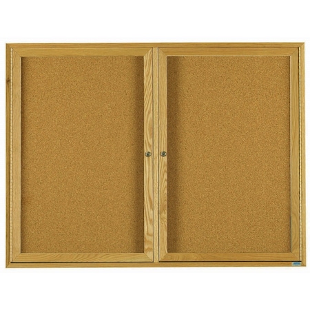 Aarco Enclosed Bulletin Board Red Oak Frame w/ a High Gloss Clear Lacquer Finish, 48''Hx72''W OBC4872R