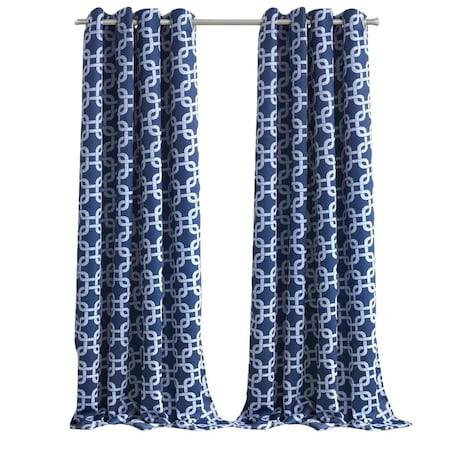 Homeroots 84” Navy Interlock Pattern Window Curtain Panel 473335