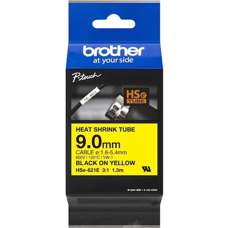 Brother SleeveLabel, Yellow, Polyolefin, 11/32inW HSe621E