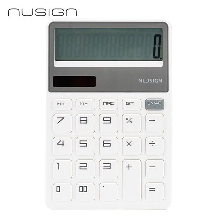 Deli NUSIGN Calculator, Dual Power, 5 Angle, Anti-Slip Base, White, 20PK ENS042