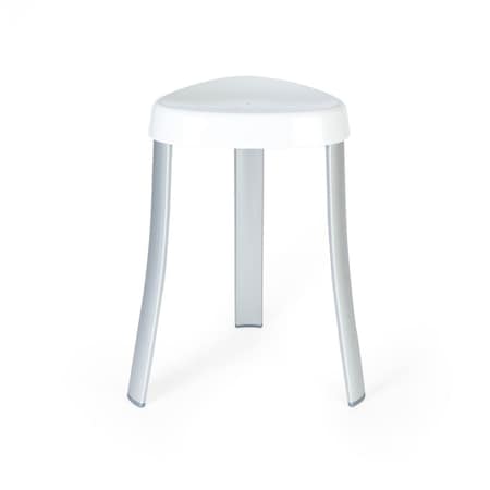 Homeroots 18" White Aluminum And Heavy Duty Plastic Corner Shower Bench 571511